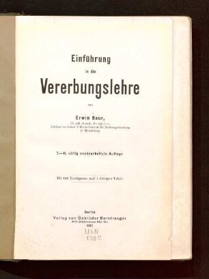 Einführung in die Vererbungslehre