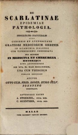 De scarlatinae epidemiae pathologia : Dissertatio inauguralis