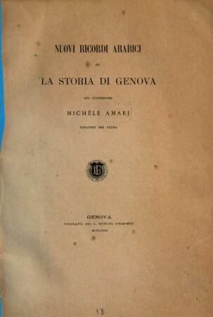Nuovi Ricordi arabici su la storia di Genova