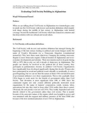Evaluating civil society building in Afghanistan