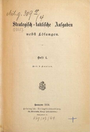 Strategisch-taktische Aufgaben nebst Lösungen, 4
