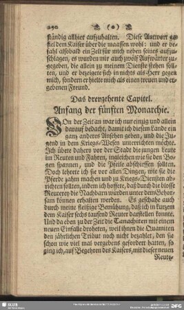 Das dreyzehende Capitel. Anfang der fünften Monarchie