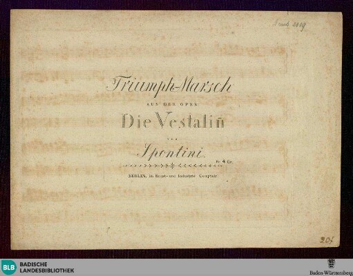 Triumph-Marsch : aus der Oper: Die Vestalin