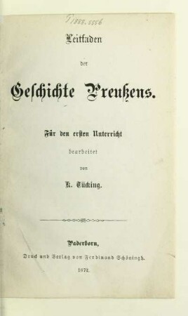Leitfaden der Geschichte Preußens : für den ersten Unterricht