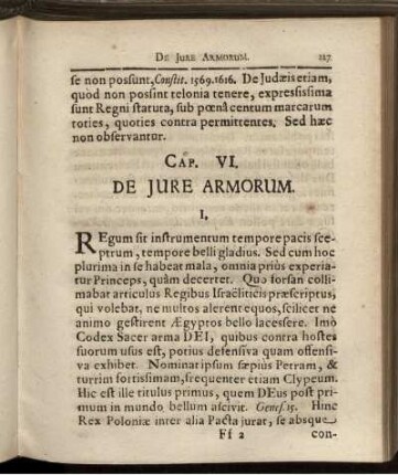 Cap. VI. De Iure Armorum