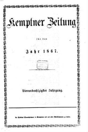 Kemptner Zeitung. 1867,1 = Jg. 84