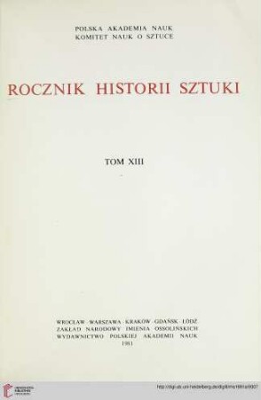 13: Rocznik Historii Sztuki