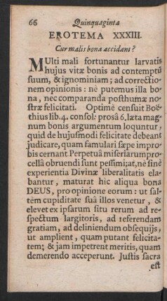 Erotema XXXIII. Cur malis bona accidant?