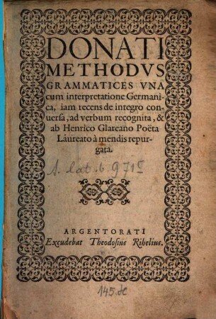 Donati Methodus grammatices : una cum interpretione germanica