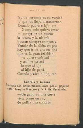 Aubrais y Susana : Cantado con extraordinario éxito por el popular actor Joaquín Montero y la Anita Hernández
