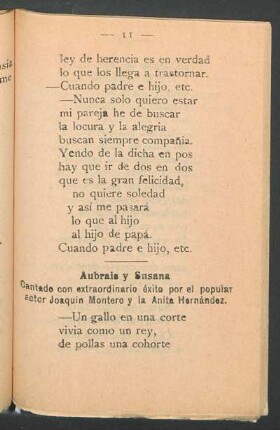 Aubrais y Susana : Cantado con extraordinario éxito por el popular actor Joaquín Montero y la Anita Hernández