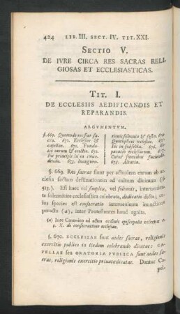 Sectio V. De Iure Circa Res Sacras Religiosas Et Ecclesiasticas