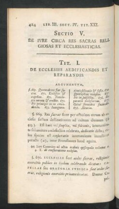 Sectio V. De Iure Circa Res Sacras Religiosas Et Ecclesiasticas
