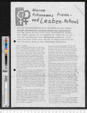 Warum Autonomes Frauen- und Lesben-Referat