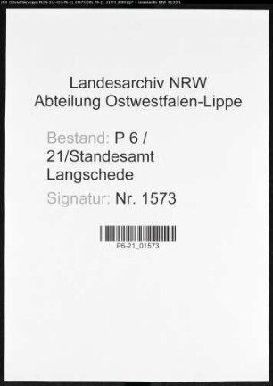 Sterberegister Standesamt Langschede