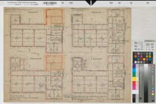 Münster (Münster) Trainkaserne Mannschaftshaus (5. Eskadron) Bl. 27 Grundrisse (1912)1917(1920/28) 1 : 100 50 x 67 farb. Druck mit Einzeichnungen Maschke, Regierungsbaumeister Hochbauamt Münster