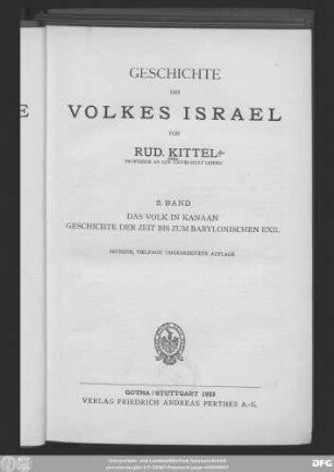 Ser.1, Abt.3, Bd. 2: Das Volk in Kanaan : Geschichte der Zeit bis zum babylonischen Exil