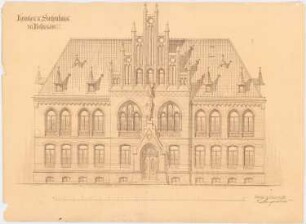 Kranken- und Siechenhaus, Brüssow Vorentwurf: Straßenansicht 1:50 (von Inv.Nr. 5592)