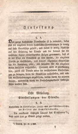 Erste Abtheilung. Eintheilungen der Dienste.