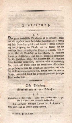 Erste Abtheilung. Eintheilungen der Dienste.