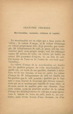Chapitre premier. Marchandise, monnaie, richesse et capital