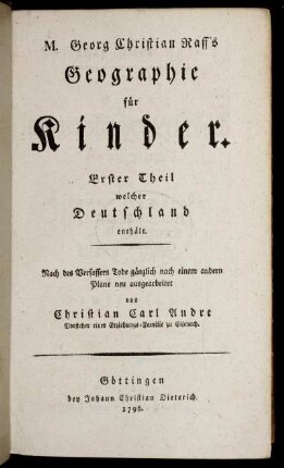 T.1: M. Georg Christian Raff's Geographie für Kinder. Erster Theil