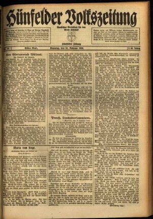Erste Ausgabe vom Samstag, den 21. Februar 1920.