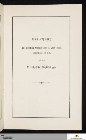 Beisetzung