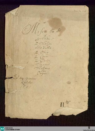 Masses. Excerpts - Don Mus.Ms. 838 : V (4), orch, org; B|b