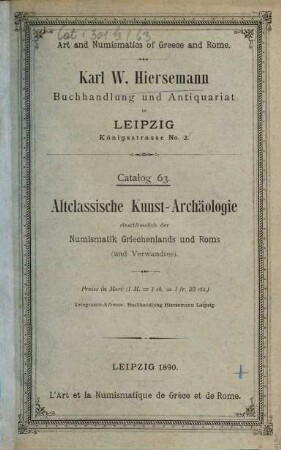 Katalog. 63. 1890