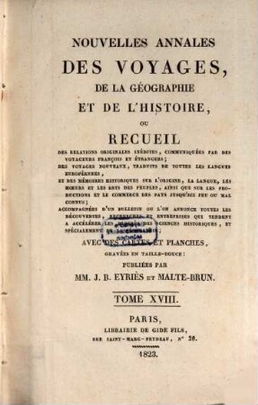 Nouvelles annales des voyages, 18. 1823