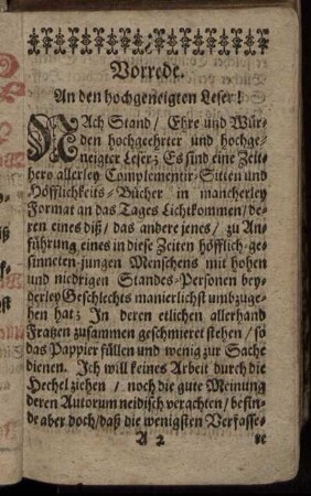 Vorrede. An den hochgeneigten Leser!