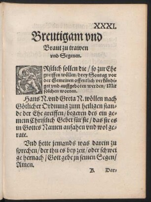 Breutigam und Braut zu trawen und Segenen.