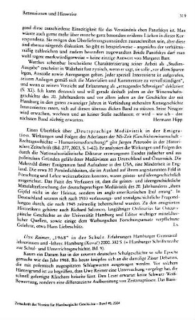 Reimer, Uwe :: "1968" in der Schule, Erfahrungen Hamburger Gymnasiallehrerinnen und -lehrer, (Hamburger Schriftenreihe zur Schul- und Unterrichtsgeschichte, 9) : Hamburg, Kovaÿéc, 2000