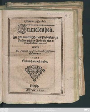 Sermon wider die Trunckenheit