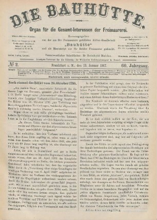 No. 2. Frankfurt a.M., den 13. Januar 1917. 60. Jahrgang.