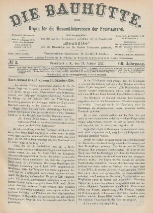 No. 2. Frankfurt a.M., den 13. Januar 1917. 60. Jahrgang.