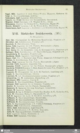 XVII. Märkischer Bezirksverein.