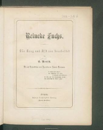 Reineke Fuchs : für Jung und Alt neu bearbeitet