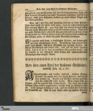Rede über einen Theil der Paßions-Geschichte, nemlich Joh. 18, 1-27.