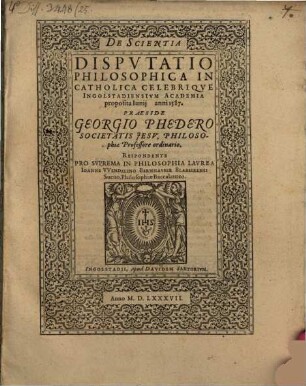 De scientia disputatio philosophica