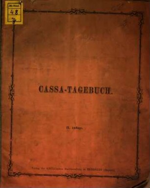 Cassa-Tagebuch (für Apetheker.)