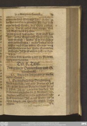 Der 8. Titul. Vom grünen Donnerstage und H. Abendmahl.