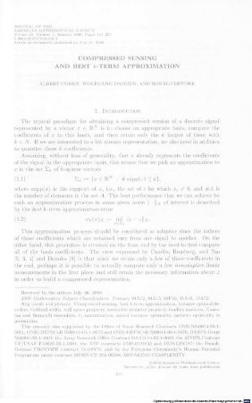 Compressed sensing and best k-term approximation