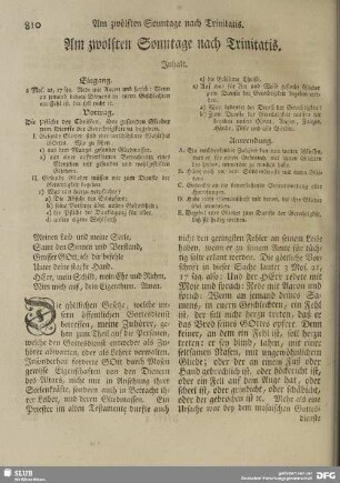 Am zwölften Sonntage nach Trinitatis