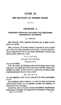 Livre II. Des Équations du Premier Degré.