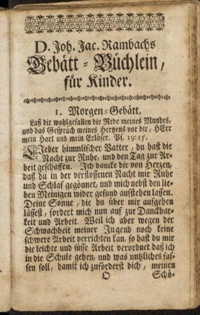 D. Joh. Jac. Rambachs Gebätt-Büchlein, für Kinder