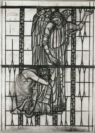 Entwurf zu einer Glasmalerei für die Christuskirche in Dresden-Strehlen : Gußmann, Otto: Entwurf zu einer Glasmalerei für die Christuskirche in Dresden-Strehlen. Kohle/Karton. 1905. Dresden-Strehlen: Christuskirche