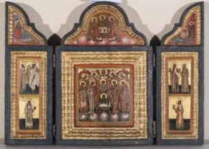 Hausaltar mit der Synaxis der Engel, Trinität, Verkündigung und Heiligen