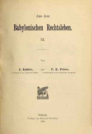 Aus dem babylonischen Rechtsleben, 3
